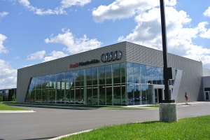 This Audi dealership near Detroit, MI called Rains Electric Company for their showroom lighting needs.