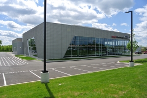 Outside view of a Audi dealership near Detroit. This location hired Rains Electric Company for their commercial lighting needs.